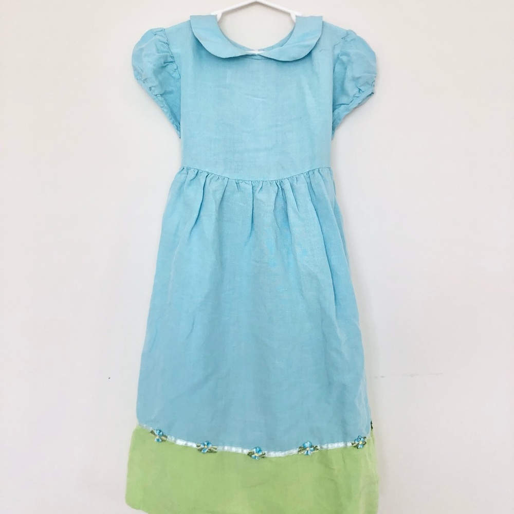 Classic Talbots Cinderella Blue Linen Girl Dress size 6X